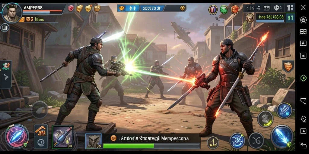 Screenshot menunjukkan aksi intens di AMPER88 dengan strategi cerdas.