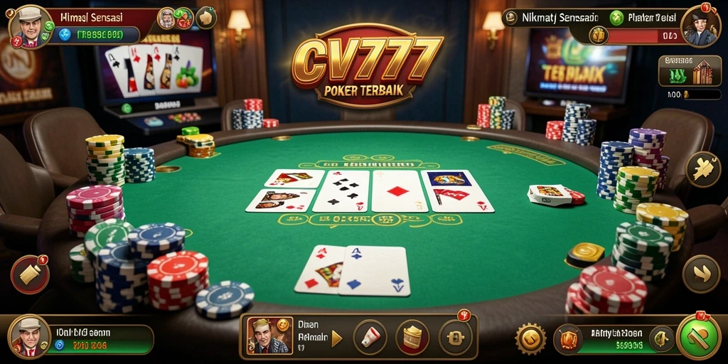 Screenshot gameplay CV777 menampilkan aksi seru permainan Poker.
