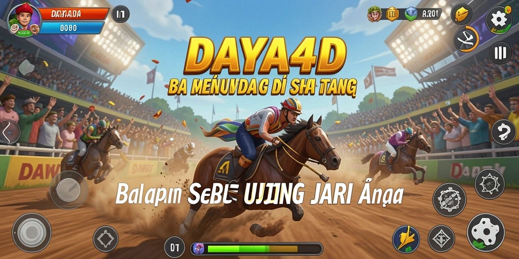 Screenshot utama <strong>DAYA4D</strong> menampilkan aksi balapan penuh kecepatan.