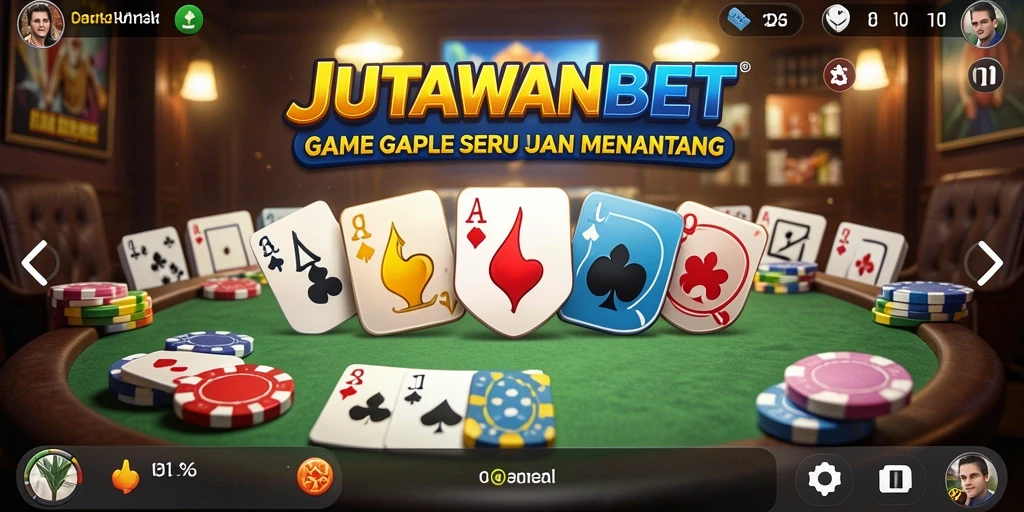 Tangkapan layar gameplay JUTAWANBET yang menunjukkan serunya bermain Gaple.