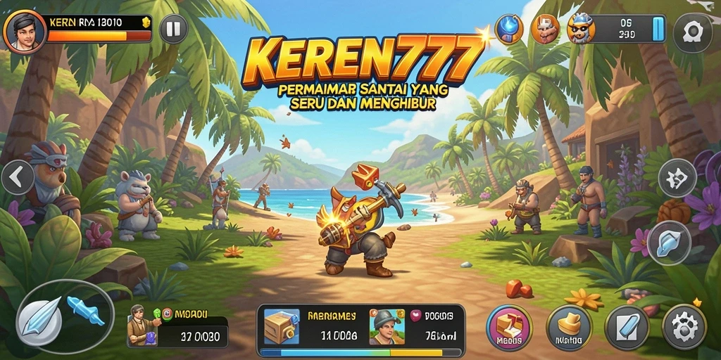 Tampilan gameplay seru dari KEREN777 dengan mini-game yang menarik.