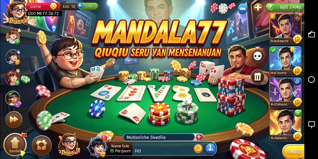 Screenshot MANDALA77 menampilkan aksi seru permainan QiuQiu.