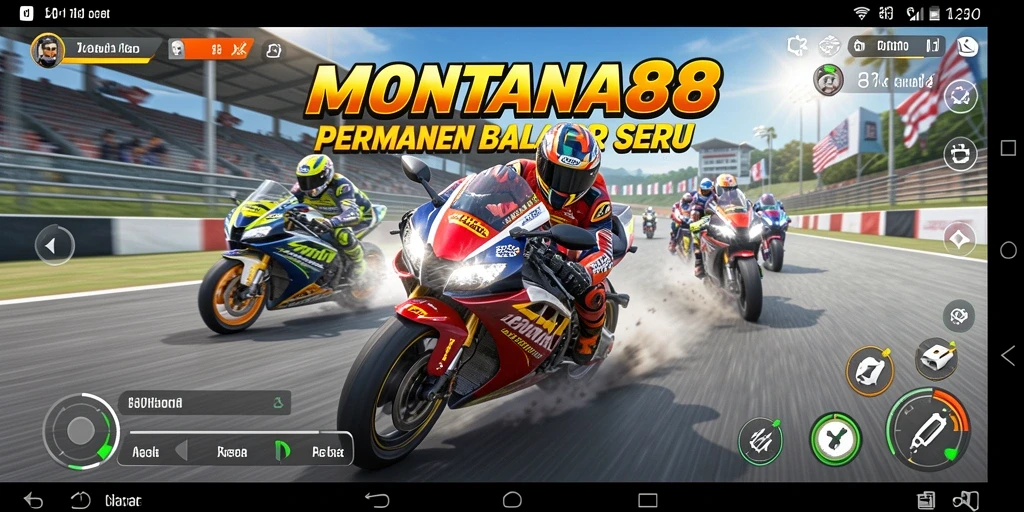 Gameplay MONTANA88 menampilkan balapan motor yang mendebarkan.