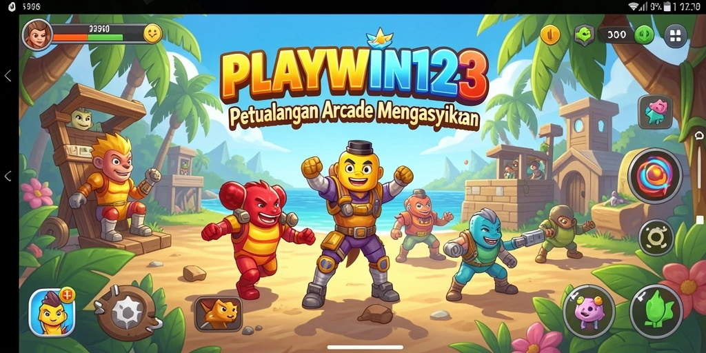 Tangkapan layar gameplay PLAYWIN123 menunjukkan aksi seru dalam permainan Arcade.