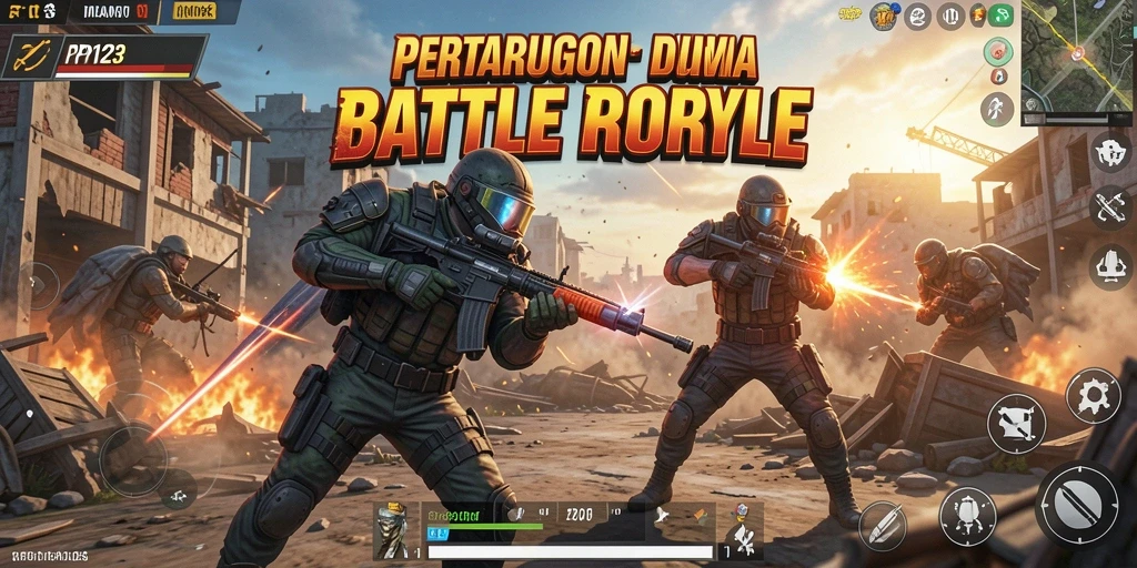 Gameplay seru dan menegangkan dalam PP123 Battle Royale.