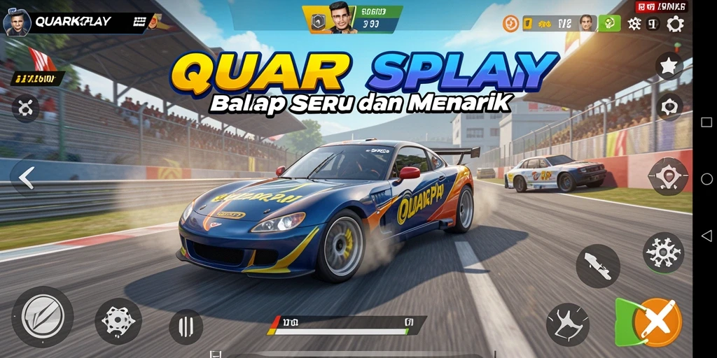 Tampilan gameplay seru dalam balapan yang menegangkan di QUARKPLAY.