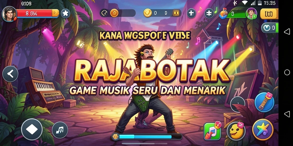 Tampilan gameplay seru dari RAJABOTAK yang penuh musik.