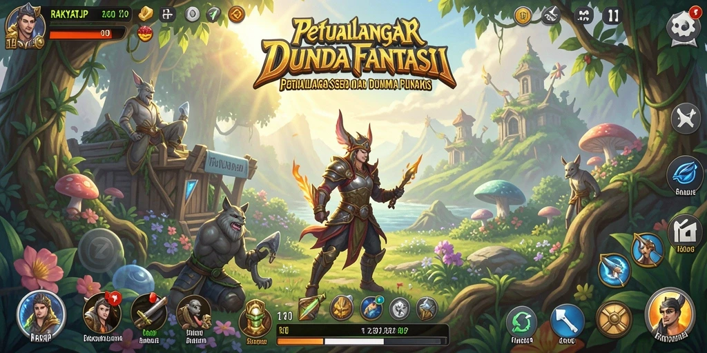 Screenshot gameplay RAKYATJP dengan pertarungan seru di dunia fantasi.