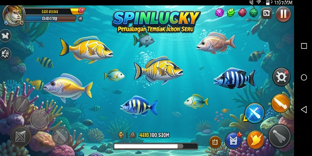 Tampilan gameplay menembak ikan yang seru di SPINLUCKY.