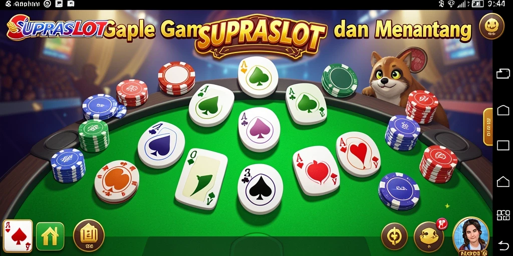 Screenshot dari gameplay seru SUPRASLOT yang menggambarkan kompetisi Gaple.
