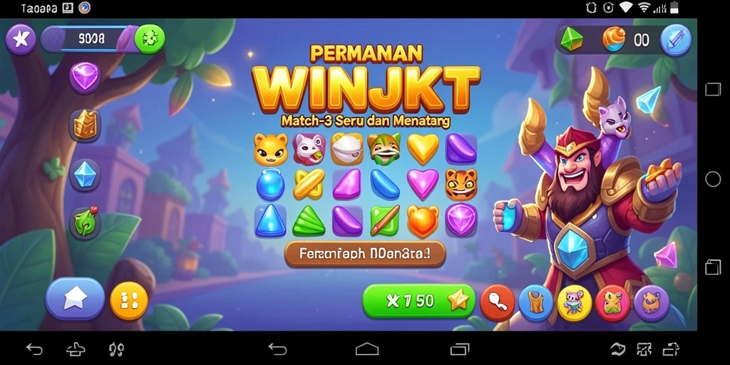 Tangkapan layar gameplay <strong>WINJKT</strong> yang menunjukkan tantangan Match-3 yang menarik.