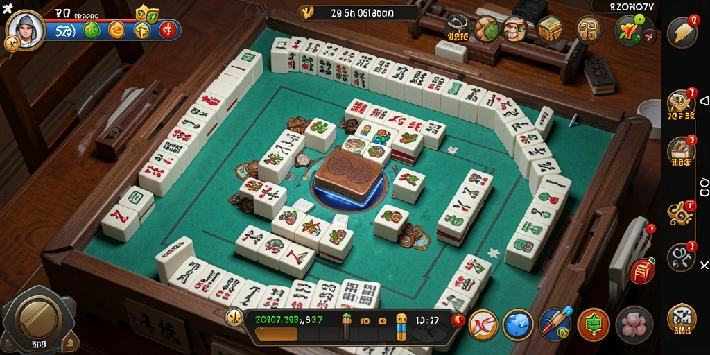 Tampilan gameplay ZORO77 yang penuh warna dalam Mahjong.